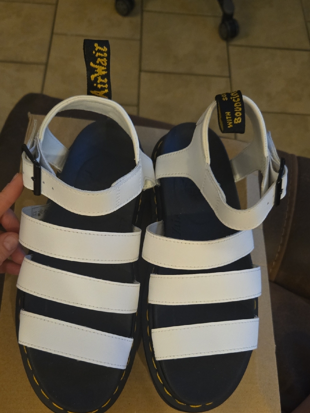 Dr. Martens Kids White Multi-Strap Sandals with Black Footbed
